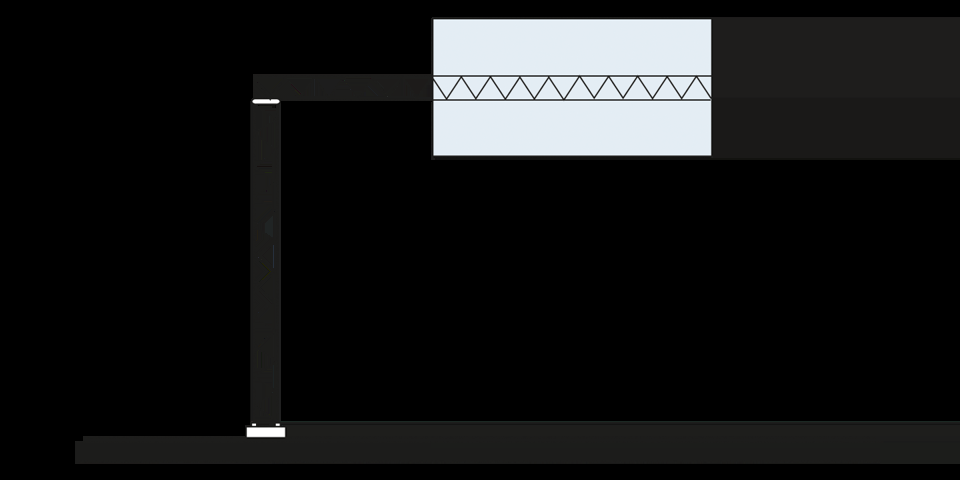 Ritning av en portal med ett ben och en överliggare med en skylt